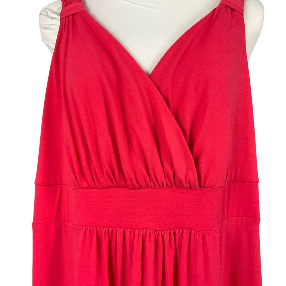 Y2K Maxi Dress Empire Waist Sleeveless Coral Pink 18 20 1X Resort Beach Vacation - Picture 9 of 13